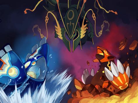 mega rayquaza vs primal groudon and kyogre